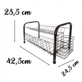 Escorredor Duplo de Pratos e Talheres Gourmet Preto em Aço