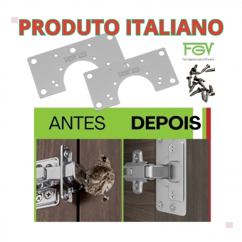 kIT Placas Reparo  Para Dobradiça de Armário MDF Porta