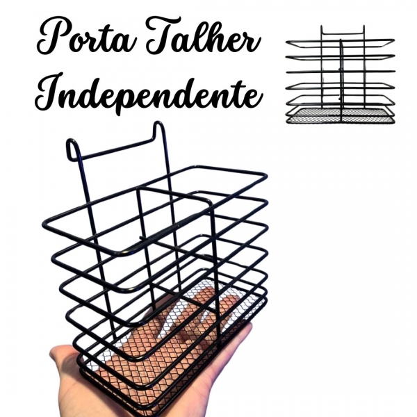 Escorredor Duplo de Pratos e Talheres Gourmet Preto em Aço