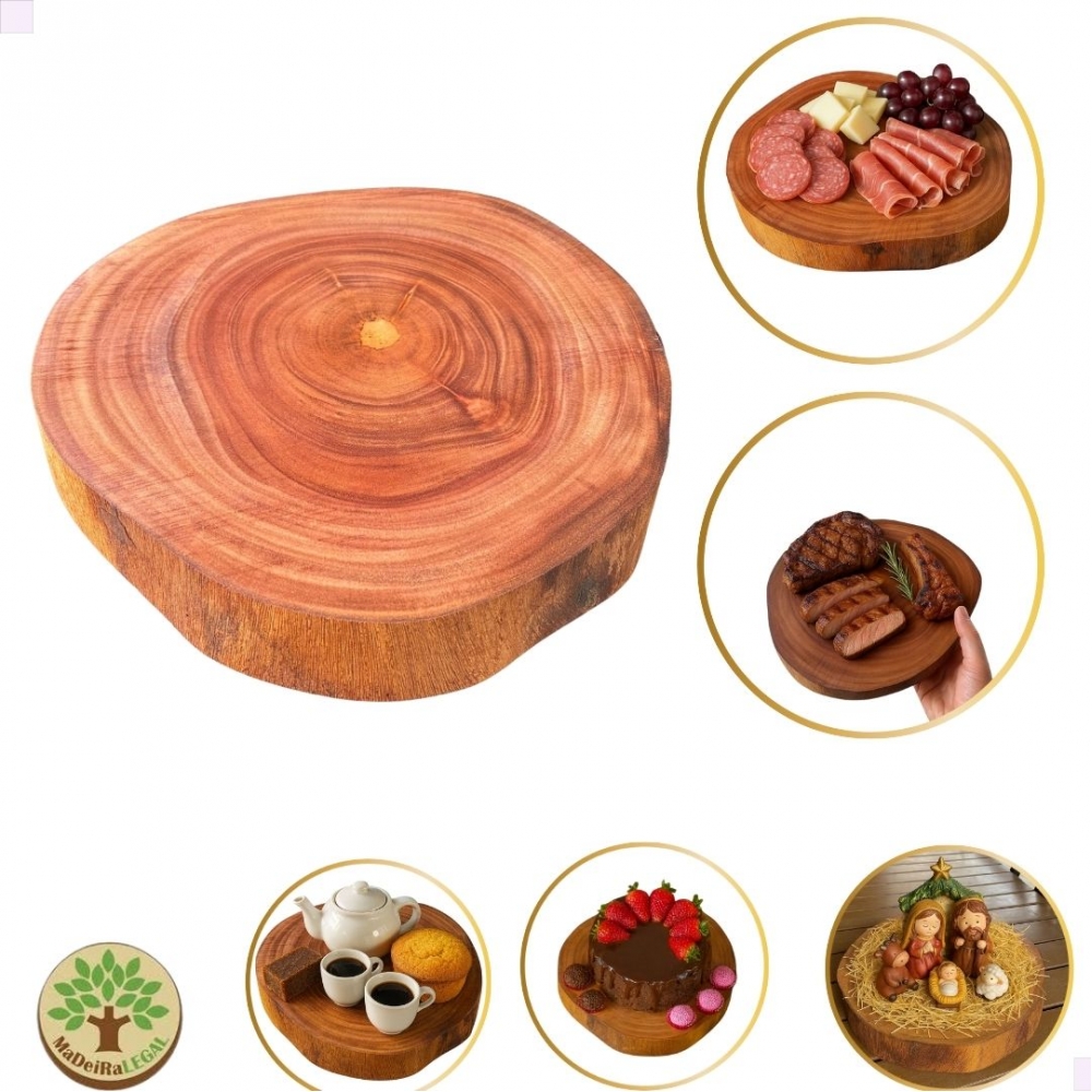 Tábua Madeira Mogno Africano Multiuso de 25 a 28 cm