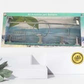 Kit Acessórios Banheiro Luxo 5 Peças Quadrado Inox  Alumínio