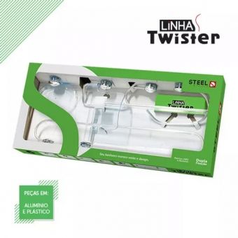 KIT ACESSÓRIOS PARA BANHEIRO TWISTER ALUMÍNIO CROMADO-5 PÇ